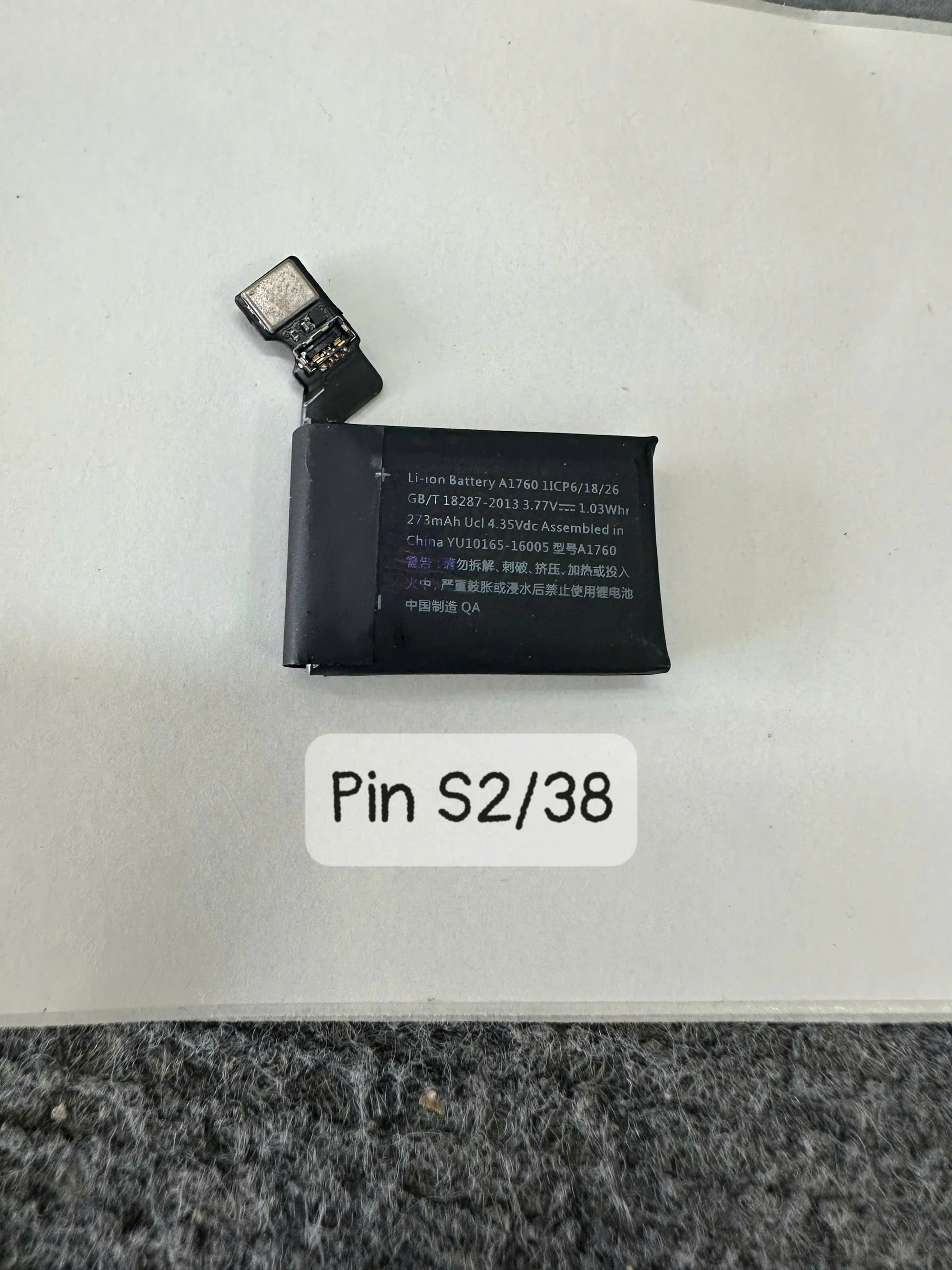 Pin Apple Watch Series 2 Zin Bóc Máy – 38mm & 42mm | Model A1757 A1758 | Dung Lượng 100% – Chuẩn Kỹ Thuật Viên